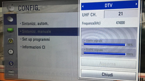 sintonizzare manualmente i canali tv
