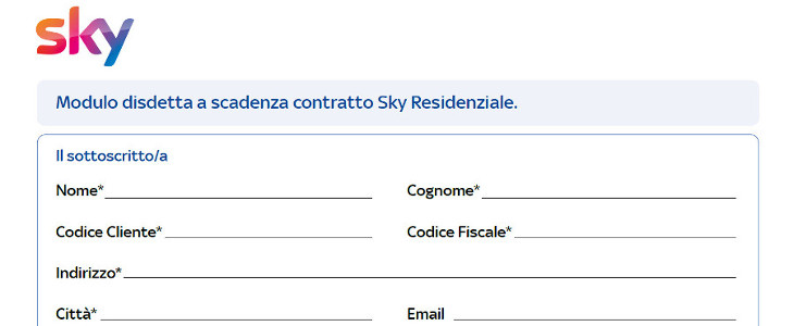 come fare disdetta sky online pec moduli