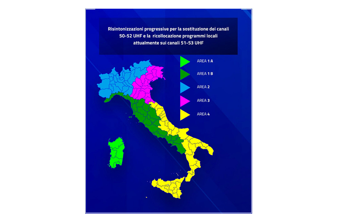 spostamento canali frequenze 50 51 52 53 UHF