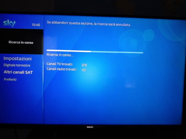 ricerca canali digitale terrestre sky q