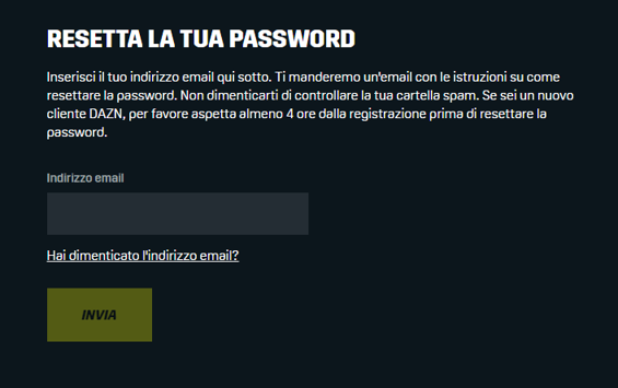 cambiare password dazn